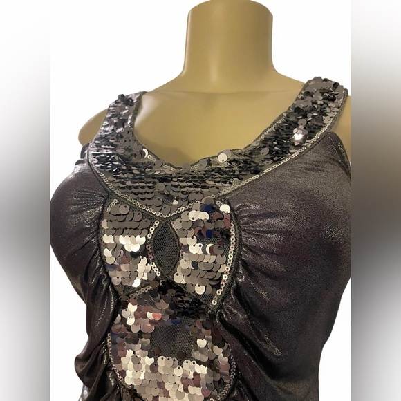 Topia Silver Embellished Ruched Tank Top - Picture 2 of 3